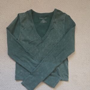 Love Streak Women's Green V-Neck Top